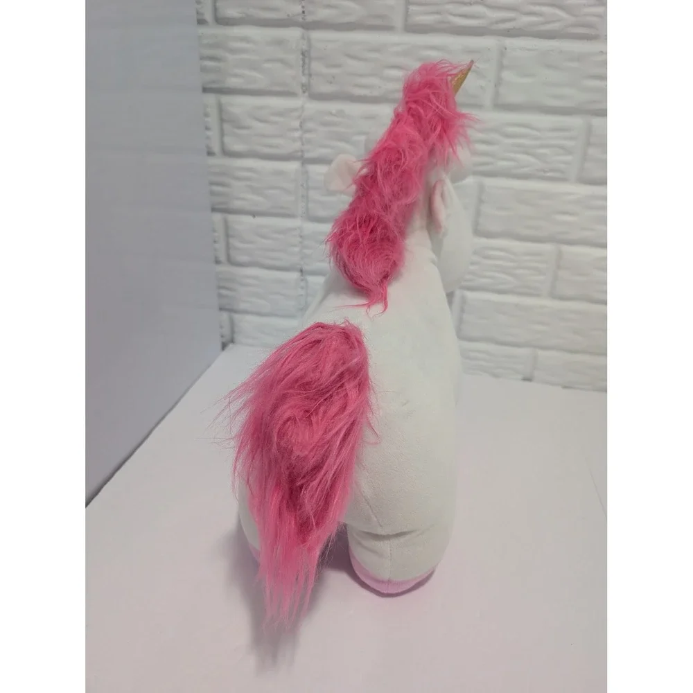 Despicable Me Fluffy Unicorn Plush Agnes Stuffed Animal White Pink Gold Horn
